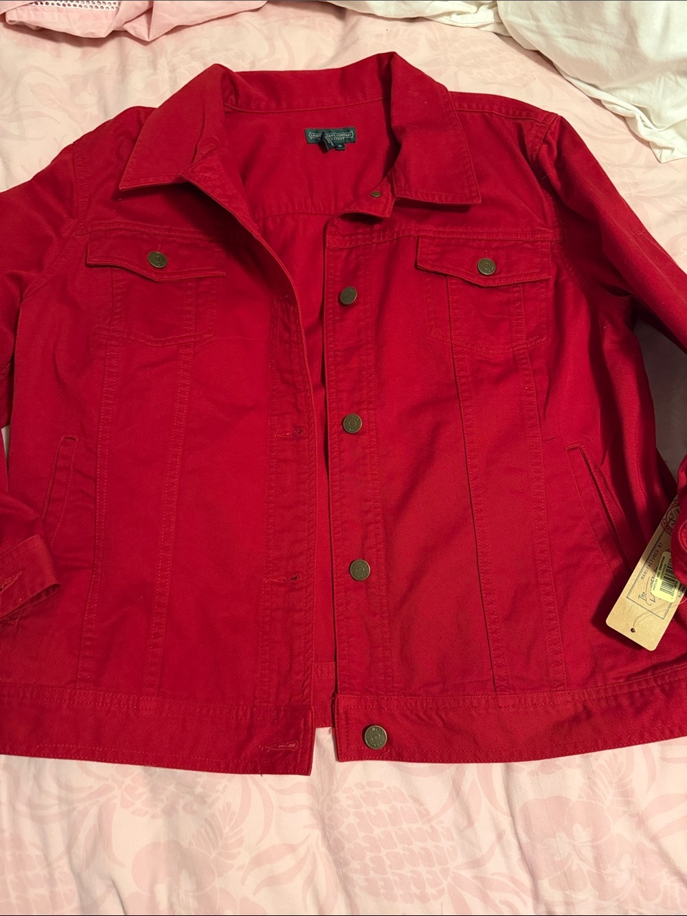 Womens red denim Jacket